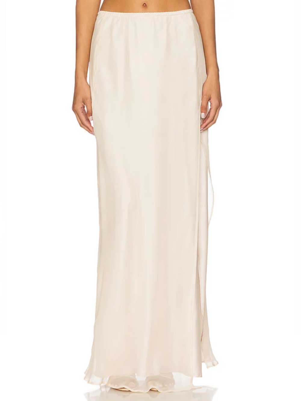 NWT L’academie size XL Doris Skirt in Almond IVORY WHITE MAXI SATIN - Picture 6 of 6